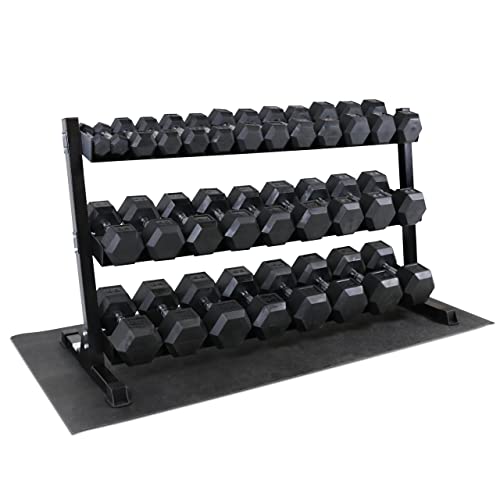 WF Athletic Supply Rubber Coated Hex Dumbbell Set, Multiple Choices Available - Dumbbells with Rack Stand and Mat, or Dumbbells Only (200/550/1200/2100/3000 LB) - Image 3