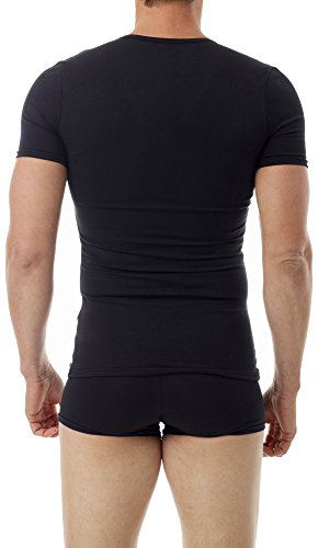 Underworks Mens Cotton Concealer Compression V-Neck T-Shirt 3-Pack Top, 3X, Black - Image 2