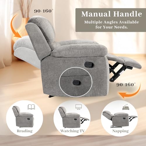 Betsy Furniture Soft Microfiber Reclining Sofa Set, Drop Down Table, Cupholder Console, Living Room Set, Sofa Loveseat Glider Chair 8018M (Light Grey, Sofa+Loveseat+Chair) - Image 4