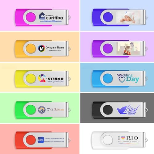 Custom USB Flash Drive, Personalized Swivel USB Thumb Drive Memory Stick, Portable High Speed USB Pen Drive U Disk for External Data Storage (128GB,100PCS) - Image 3