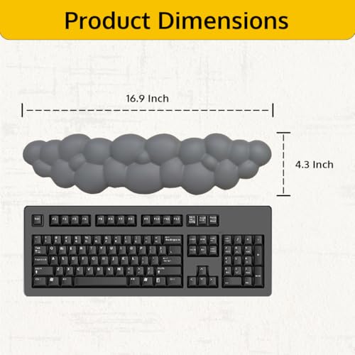 Cloud Keyboard Wrist Rest - Ergonomic Wrist Pad for Keyboard, Cute Arm Rest, Non-Slip Base, Comfortable PU Leather Cloud Palm Support for PC, Mac, Laptop, Office, Work, and Gaming, Gray - Image 3