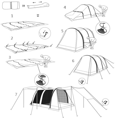 Inflatable Glamping Tent Outdoor Blow Up Tent Inflatable Camping Tent Suitable for 5-8 People Rain Coating Three Sides Vented Quick Set Up - Image 5