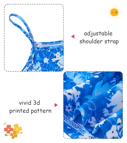 Dresses for Girls and Long Sleeve Button Cardigan for Girl Size 8-10 Flower Print Sleeveless Cute Cami Dresses 2 Piece Fall Outfits Blue Size 8-10 - Image 6