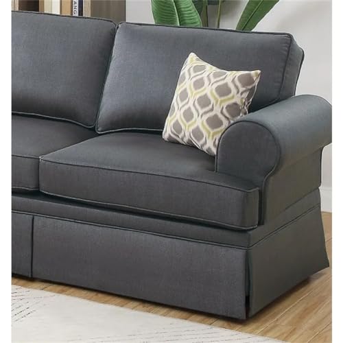 ZSLKDL Charcoal Glossy Polyfiber 2pcs Sofa Set Living Room Furniture Sofa Loveseat Pillows Couch Rolled Armrest - Image 6