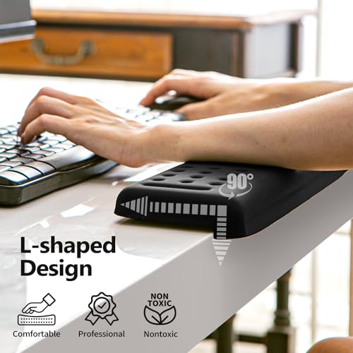 RWORCP L-Shaped Keyboard Wrist Rest, Ergonomic Elbow Pad for Desk,Memory Foam Elbow Support Padding with Non-Slip,Easy Typing, Pain Relief, for Computer, Laptop, Gaming(Classic Black) - Image 2