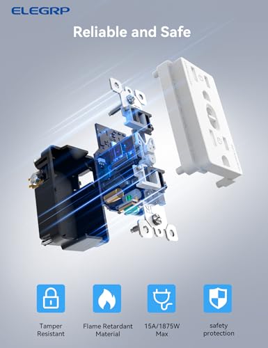 ELEGRP Smart Plug, Smart in-Wall Outlet Compatible with Alexa and Google Assistant, 2.4GHz Wi-Fi Smart Receptacle with Energy Monitoring, No Hub Required, UL Listed, White, 6 Pack - Image 5