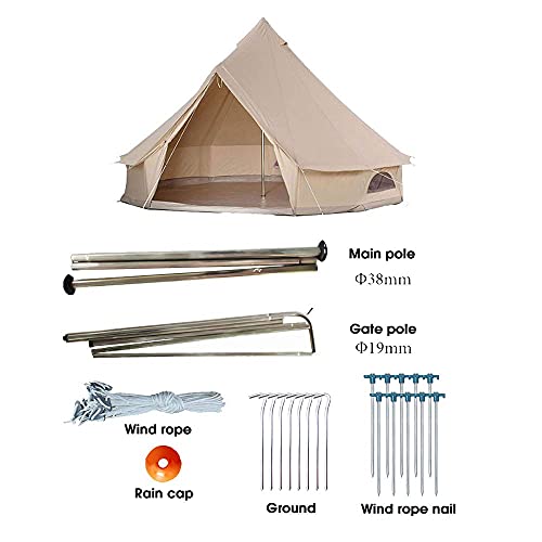 VICIYOO Bell Tent Indian Tent Diameter 3M/4M/5M/6M Cotton Canvas Large Family Tents 4 Season Outdoors Yurt Bell Tent Glamping for Camping - Image 2
