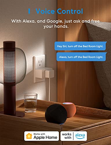 meross Smart Plug Power Strip, WiFi Flat Outlet 15A Compatible & Smart Plug Mini Support Apple HomeKit, Siri, Alexa, App Control, Timer, 15A & Reliable WiFi Outlet - Image 6