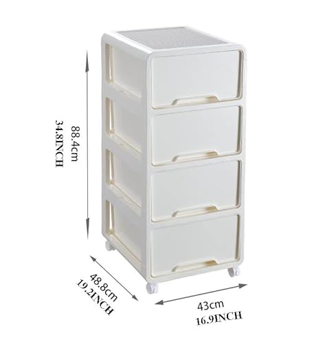 GenSDH 1-5 Drawer Type Plastic Storage Boxes,Moveable Desktop Storage Bin,Stackable Storage Containers with Lid for Living Room Bedroom Closet,White,43x48.8x88.4cm - Image 2