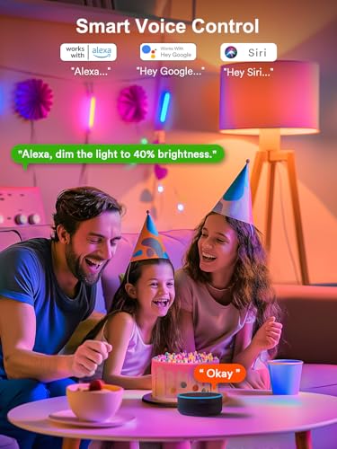 ANGELHALO Smart Light Bulbs, Color Changing A19 LED Light Bulb, Work with Alexa and Google Assistant, Wi-Fi & Bluetooth Light Bulbs, 16 Million Colors RGBCW, Music Sync, 800 Lumens, 2.4Ghz only,2 Pack - Image 4