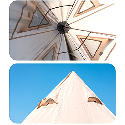 QZQHNYJ Outdoor Indian Tent Ultralight Teepee Tent Family Pyramid Tent for Backpacking, Camping, Hiking, Bushcraft, Travel, Winter Camping (Khaki 460X460X300C - Image 3