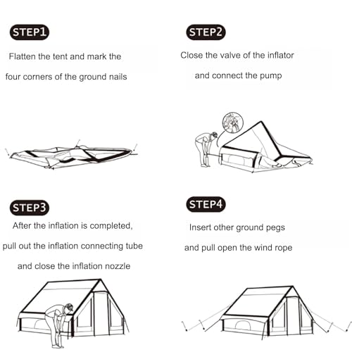 Inflatable Tent for Camping 4-6 Person Tent, Large Space Instant Tent Without Tent Pole, Outdoor Glamping Camping Cabin Tent Shelter Camping Hub Tent - Image 3