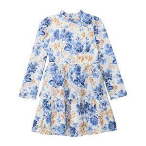 Janie and Jack, Girls Floral Tier Dress (Toddler/Little Kid/Big Kid), Blue, 6, Little Kid