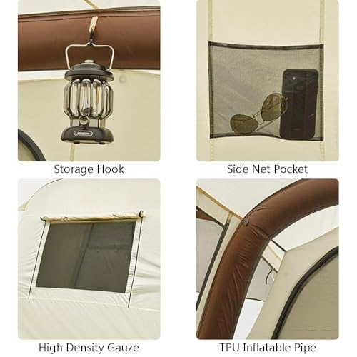 Inflatable Glamping Tent Outdoor Blow Up Tent Inflatable Camping Tent Suitable for 5-8 People Rain Coating Three Sides Vented Quick Set Up - Image 4