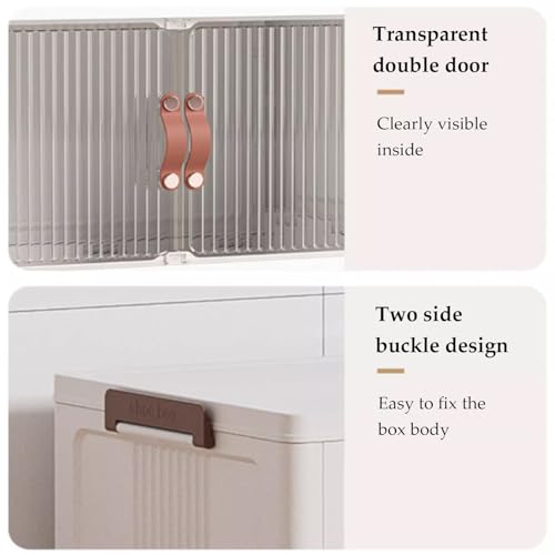 RUJHGL Plastic Storage Bins with Lids Floor Standing Storage Bins Clear Stackable Storage Bins with Doors and Wheels for Home Use - Image 7