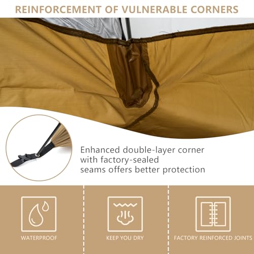 BISINNA Backpacking Tent 2 Person Lightweight Camping Tent Waterproof 3 Season with Aluminum Pole for Outdoor Mountaineering Hiking Travel (Brown) - Image 5