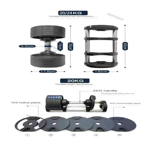 HAMEXLN Dumbells Automatically Adjust Men's Fitness Home Exercise Arm Strength In One Second Detachable Adjustable Dumbbells Dumbell Set, 36kg, Green(Type 3,36kg) - Image 2