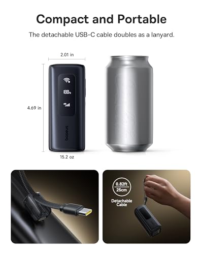 Baseus 4G LTE Mobile Hotspot & 20000mAh 67W Power Bank 2-in-1, Portable WiFi for Travel in 150+ Countries, No SIM Card, No Contract, 10 Devices, Worldwide Hotspot Router (Includes 12GB Global Data) - Image 8