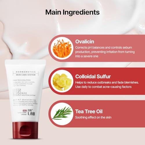 DR+LAB Red Spot Care Cream 2.03 fl oz /60ml Soothing Pore Trouble Care pH Balance for Acne Prone Sensitive Skin Korean Skincare - Image 4