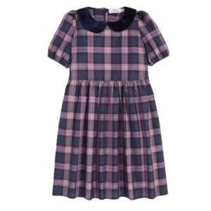 vineyard vines Girls’ Collared Taffeta Holiday Dress Size L, Sunset BW Mulberry