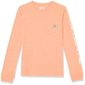 Carhartt Boys Long-Sleeve Pocket T-Shirt, Mock Orange Heather, 8-10 US