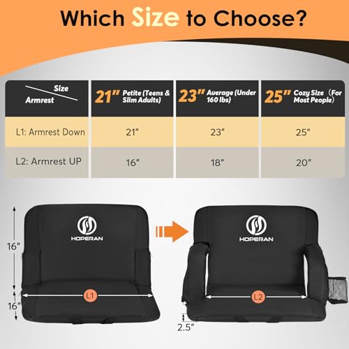 HOPERAN 23" 2pcs Dual-Sided Heated Stadium Seats for Bleachers with Back Support, 20000mAh Power Bank Included Stadium Chair, 3 Levels Heating Stadium Seating for Bleachers Seat with Backrest - Image 5