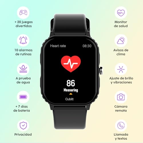 Cubitt Teens Smart Watch Fitness Tracker for Teens, with Heart Rate, Blood Pressure, Blood Oxygen, Sleep Monitor, 20+ games, Alarms, Activity Tracker 1.69'' HR Touch Screen, IP68 Waterproof - Image 4