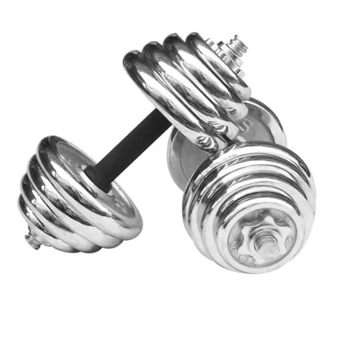 Dumbells Electroplated Pure Iron Dumbbell Fitness Home Adjustable And Removable Weightlifting Barbell Set Combination Dumbell Set (Silver 30KG) - Image 4