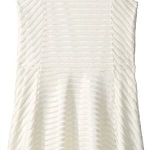 Tommy Hilfiger Big Girls Sheer Directional Stripe Dress, Whisper White, Medium