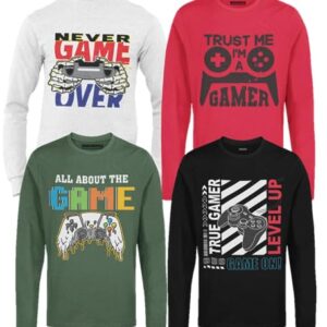 BROOKLYN VERTICAL 4-Pack Boys Long Sleeve Crew Neck T-Shirt with Chest Print | Soft Cotton Sizes 6-20 (as1, Alpha, l, Regular, Combo B)