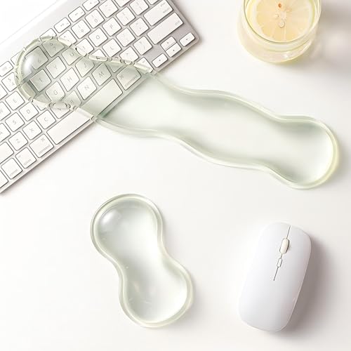Gel Keyboard Wrist Rest Set, Clear Wrist Rest for Keyboard and Mouse, Ergonomic Keyboard Mouse Wrist Rest for Typing Pain Relief, Suitable for Office, Gaming, Computer, Laptop - Transparent Green - Image 8