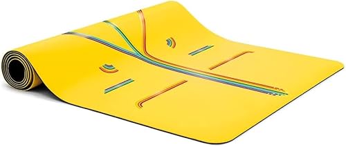 LIFORME Printed Yoga Mat & Travel Mat Bundle Pack – Patented Alignment System, Eco-Friendly, Non-Slip Warrior-Grip, Made with Natural Rubber, Thick, Sweat Resistant, Comfortable - Yellow/Yellow - Image 9