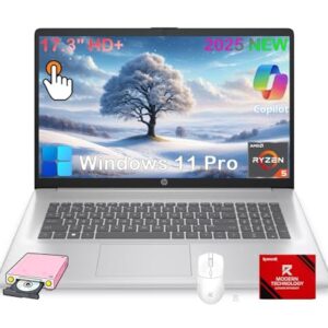 HP 17 inch Touchscreen Laptop Computer – AMD Ryzen 5 7430U(Up to 4.3GHz), 17.3″ HD+ AntiGlare Display, 32GB RAM, 1TB SSD, Copilot, HP Fast Charge, HD Camera, Wi-Fi6, Win11 Pro, Patented Redragon Kit