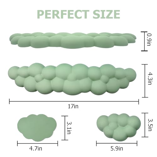 Cloud Wrist Rest Keyboard, PU Leather Memory Foam Wrist Rest for Computer Keyboard, Ergonomic Keyboard Wrist Rest and Cute Mouse Wrist Rest for Gaming,Office,Computer,Typing Pain Relief,Pastel Green - Image 6