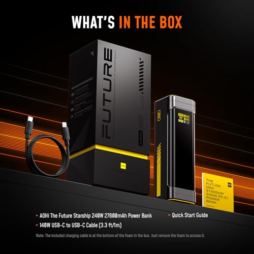 AOHI 240W Laptop Power Bank 27600mAh Portable Fast Charger (99.3wh), Airline-Compliant, 140W PD 3.1 Large Battery Pack The Future Starship for MacBook, iPad iPhone 16 Pro Max,Galaxy,Steam Deck, Grey - Image 9