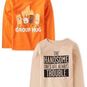 The Children\’s Place,Baby Boys,and Toddler Assorted Everyday Long Sleeve Graphic T-Shirts,Multipacks,Smores Hug/Handsome Trouble 2-Pack,5 Years