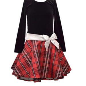 Bonnie Jean Big Girls Long Sleeves Velvet Hipster Dress, 12 Black