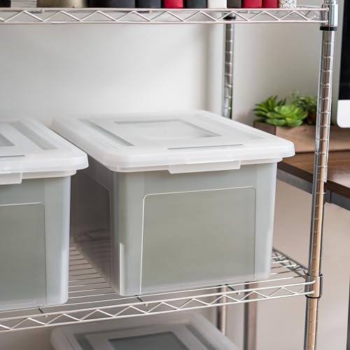 IRIS USA File Box, Plastic File Boxes With Lids, Document Organizer for Letter/Legal File, Document Box, Storage Bin For Hanging Files, Secure Latching Lid Stackable BPA-Free, Clear 35 Qt. 1 Pack - Image 5