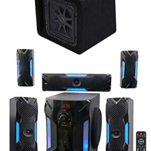 Kicker Bundle: 44VL7S122 12″ 1500w L7 Solo-Baric L7S Loaded Ported Sub Enclosure Box Bundle with Rockville HTS56 1000w 5.1 Channel Home Theater System/Bluetooth/USB+8″ Subwoofer (2 Items)