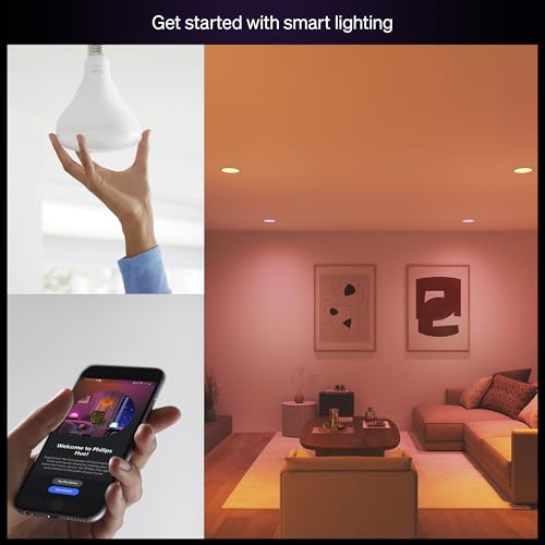 Philips Hue Essential Smart LED BR30 Bulb 2-Pack, White and Color Ambiance, E26, 7.2W, 2200K-6500K, 650 Lumens, Dimmable, Works with Alexa, Google Assistant, Apple Home - Image 2