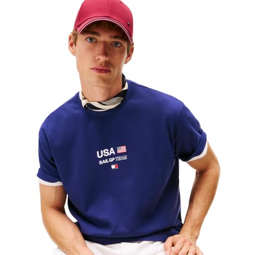 Tommy Hilfiger Mens U.S. Sail GP Team Team Performance Logo T-Shirt, Yale Navy X-Large - Image 2