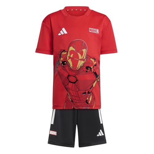 Adidas Unisex-Kids Adidas x Marvel Iron-Man Sportswear T-Shirt Set, Pure Ruby/White, 3 Years - Image 2