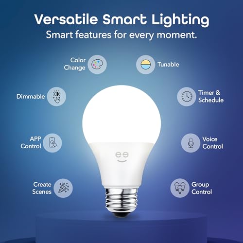 Geeni Prisma Plus 800 Dimmable Smart Light Bulbs with 2.4 GHz Wi-Fi Connectivity – Color-Changing & Tunable White, A19 LED Smart Bulb – Works with Alexa & Google, 4-Pack - Image 2