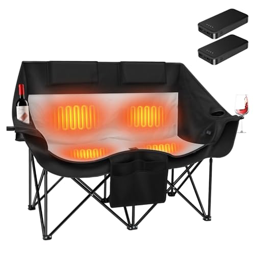 Sobalai Heated Double Camping Chair with 2 20000mAh Battery Pack, 2 Control Switches 2-Person Loveseat, 550 lbs for Outdoor Sports, Picnics, Rugby Match, Lawn. Make Your Autumn and Winter Warmer - Image 8