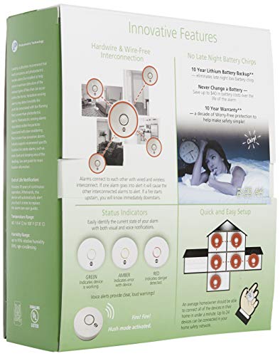 Kidde Wireless Smoke Detector, 10-Year Battery, Voice Alerts, Photoelectric Sensor Wire-Free Smoke Alarm, White - Image 4