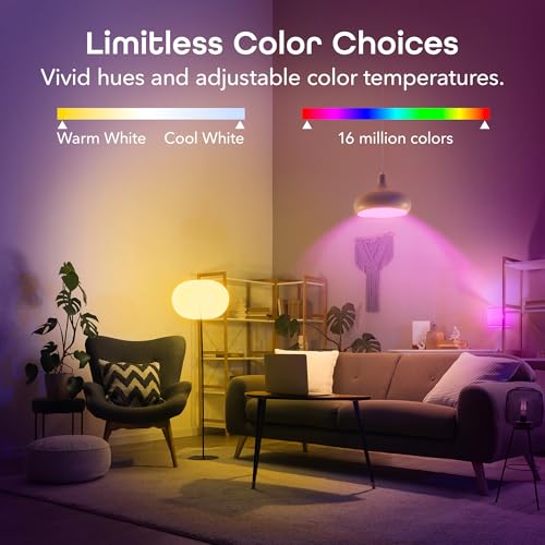 Geeni Prisma Plus 800 Dimmable Smart Light Bulbs with 2.4 GHz Wi-Fi Connectivity – Color-Changing & Tunable White, A19 LED Smart Bulb – Works with Alexa & Google, 4-Pack - Image 4