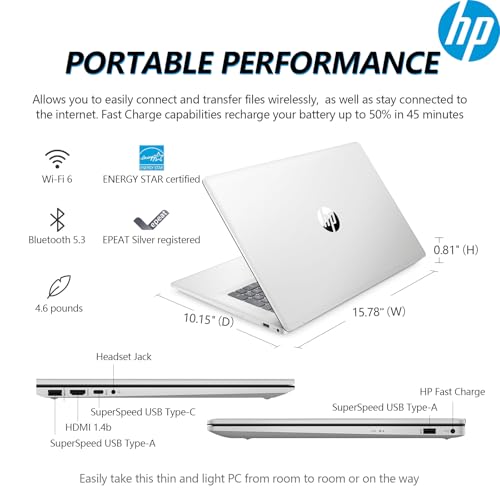 HP 17 Laptop Touch Screen, 17.3″ Laptop Touchscreen Laptop, Intel 10-Core i5 Laptop Computer PC, 32GB RAM 1TB SSD, Windows 11, Copilot AI, Backlit Keyboard, Number Pad - Image 8