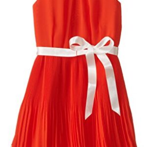Blush by Us Angels Big Girls’ Chiffon A-Line Dress with Lace Trim, Red, 10