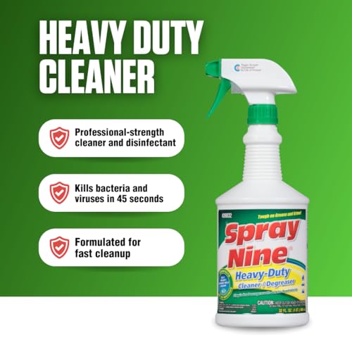 Spray Nine 26832 Heavy Duty Cleaner, Degreaser & Disinfectant for Kitchens, Bathrooms, Yard Equipment, Automotive & Industrial 32 Fl Oz. (Pack of 1) - Image 3
