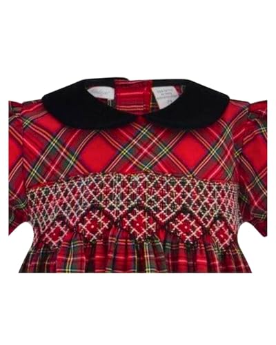 Carriage Boutique Girls Plaid Short Sleeve Red Hand Smocked Dress for Baby & Toddler Girls – Classic Plaid Party Outfit for Special Occasions and Photos - Image 2
